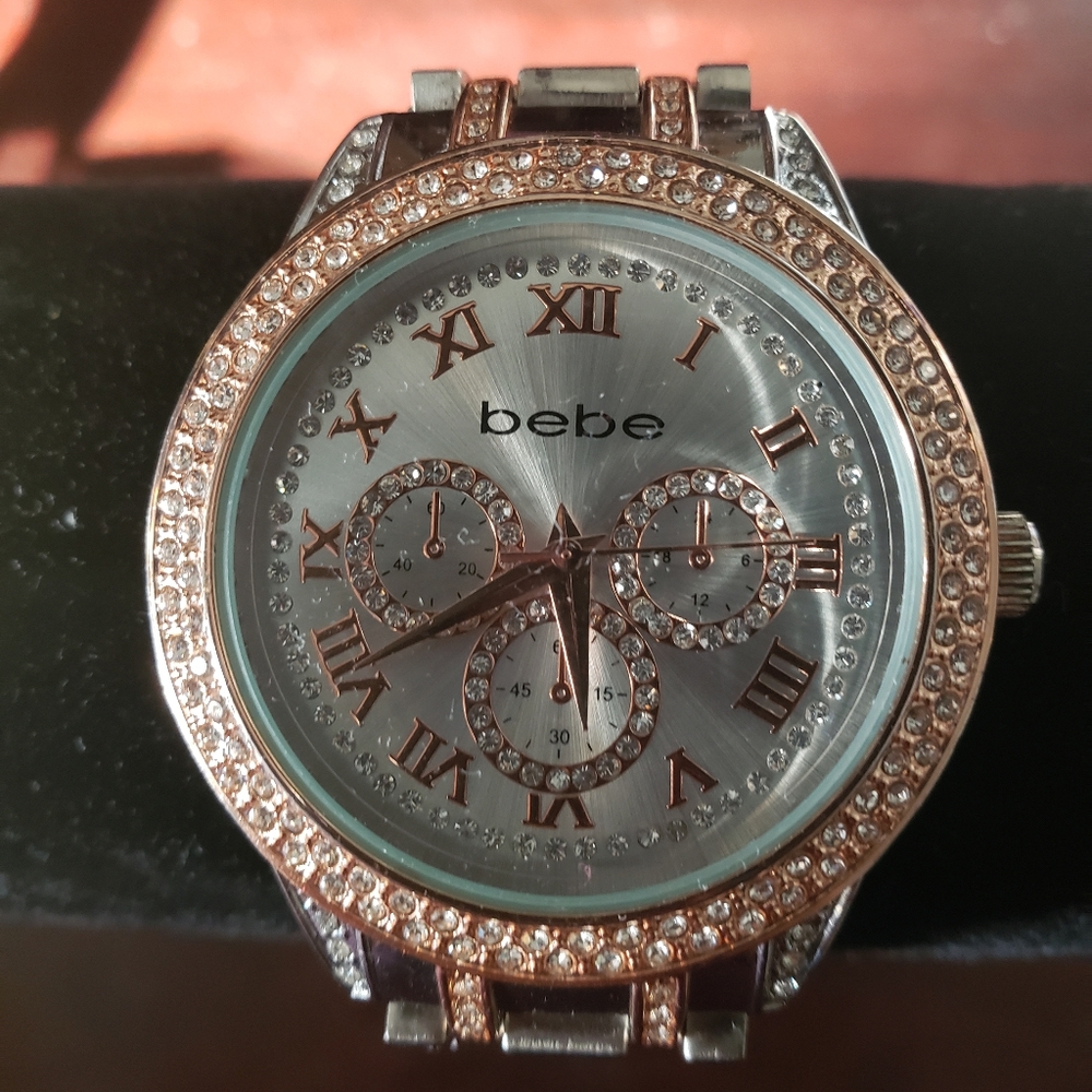 BEBE Silver Rose Gold Stainless Steel Watch